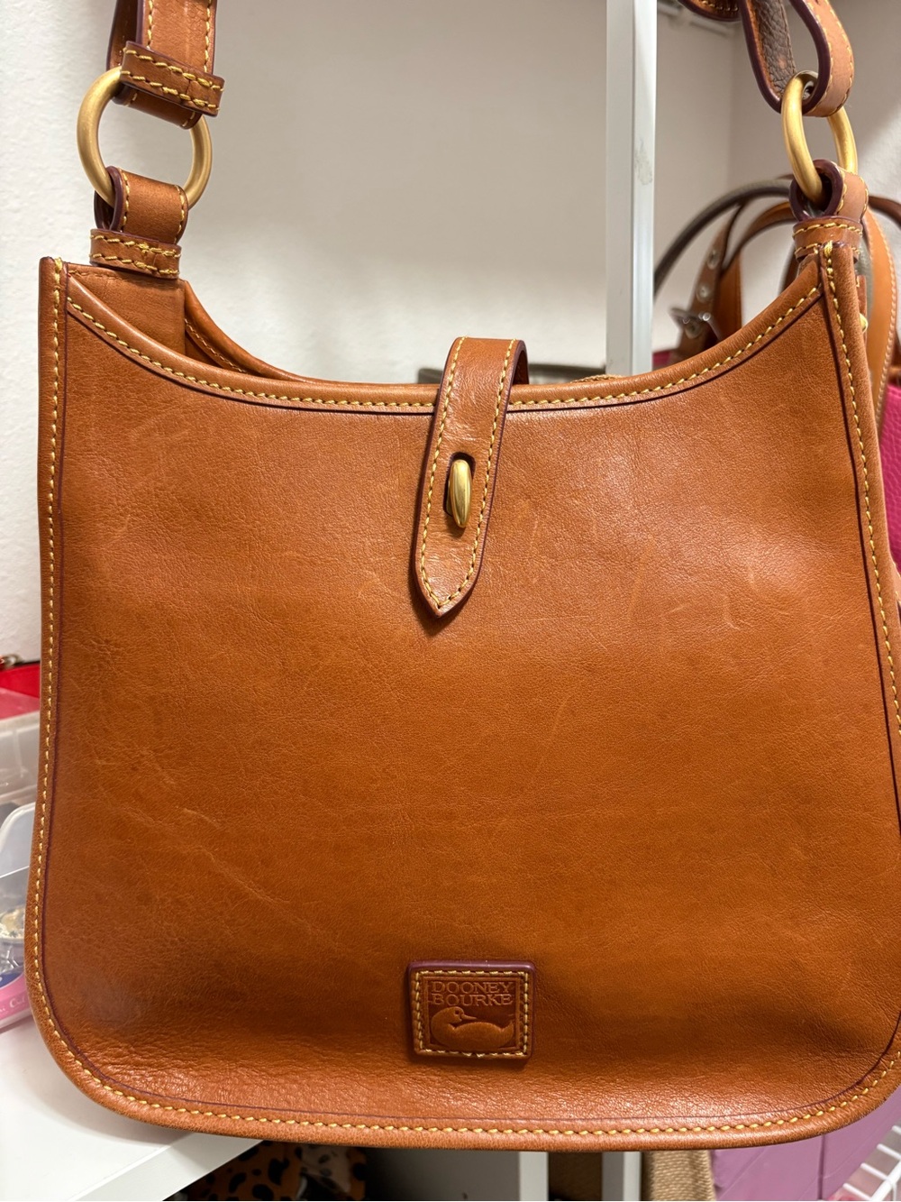 Dooney & Bourke Saddle Brown Leather Shoulder Bag